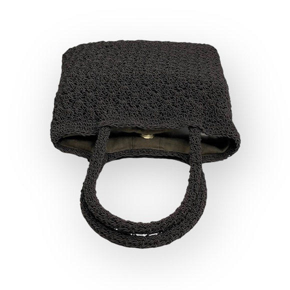 Express Paris 𖣴 Top Handle Woven Crochet Mini Handbag Bag 𖤗 Espresso Brown 𖤗 - Picture 5 of 16